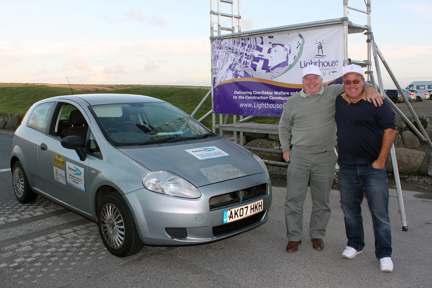 Charity fundraisers. Bond It sponsored Steve Bulless (left) and Will Linday (right) for The Lighthouse Club John O’Groats to Land’s End Run 2016.