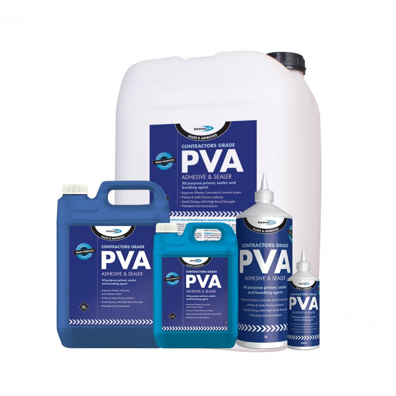 PVA Adhesive & Sealer ​A high solids, high performance sealer, primer,  dust-proofer and bonding agent. Improves adhesion and reduces cracking in  cements and plaster.